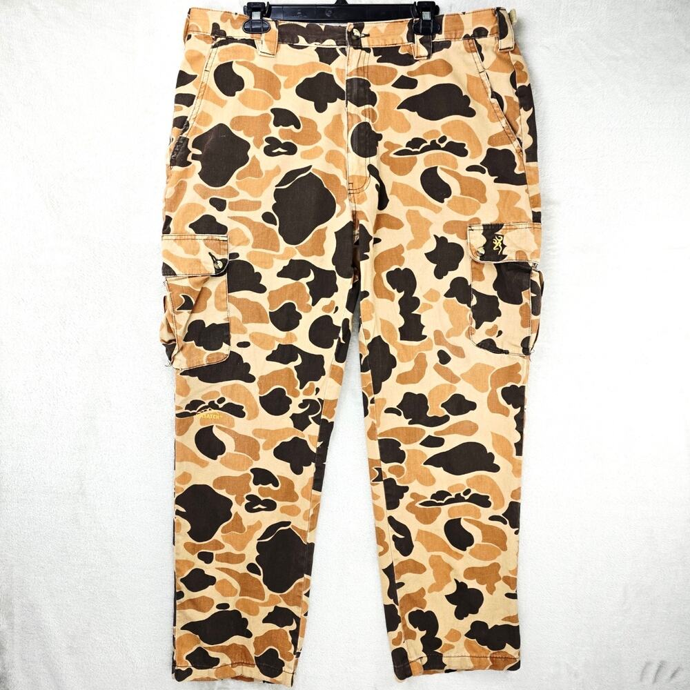 Browning‎ Wasatch CB Hunting Pants Mens XL 38x30 Vintage Tan Camo Cargo Grunge